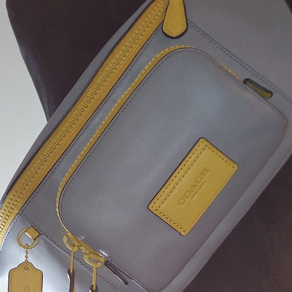 Coach Leather Racer Belt Bag Heather Gray Flax Travel Holiday Christmas Gift - Picture 2 of 11